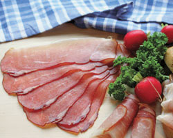 Black Forest ham PGI, sliced.