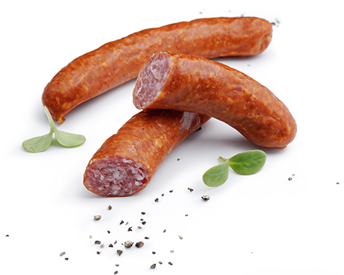 Westfalskie kiełbaski mettwurst w osłonkach wieprzowych, sztuka ok. 100 g.