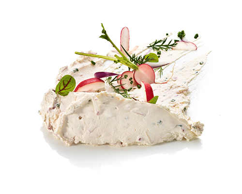 Radish cream cheese preparation with cream cheese, fresh radishes, chives and horseradish.