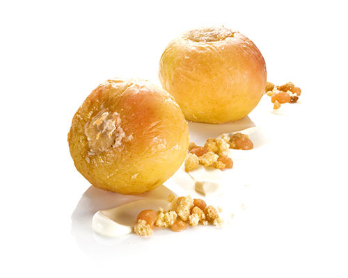 Gefüllter Bratapfel mit Marzipan, Mandeln und Rosinen