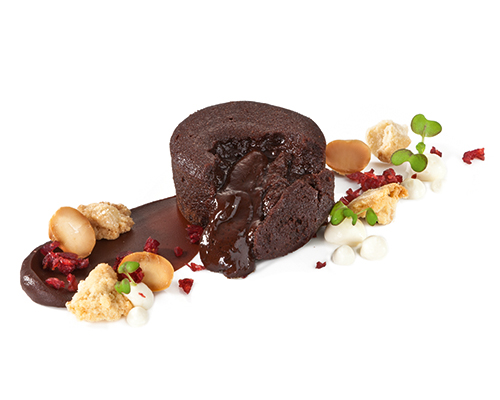 Molleux au Chocolat Chocolate cake with creamy centre, ø 5 cm.