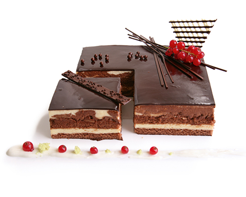 Marbled mousse au chocolat white and dark chocolate mousse, 12.5 x 27 cm.