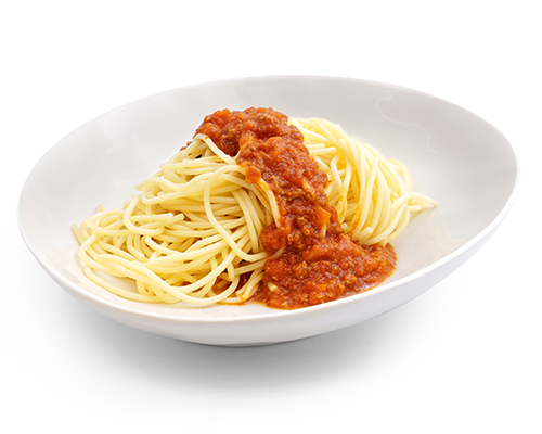 Spaghetti Bolognaise made from beef.