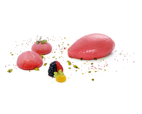 Malinowy sorbet 2 w 1 i espuma o owocowym smaku.