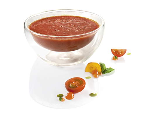 Rustic tomato soup with celery, leek, carrots and herbs.