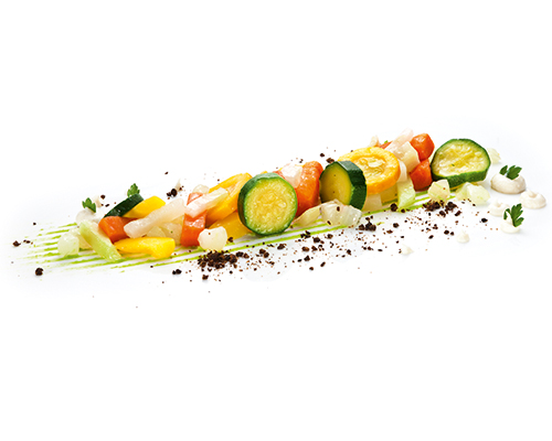 Allotment vegetables with courgettes, carrots, kohlrabi and fennel.