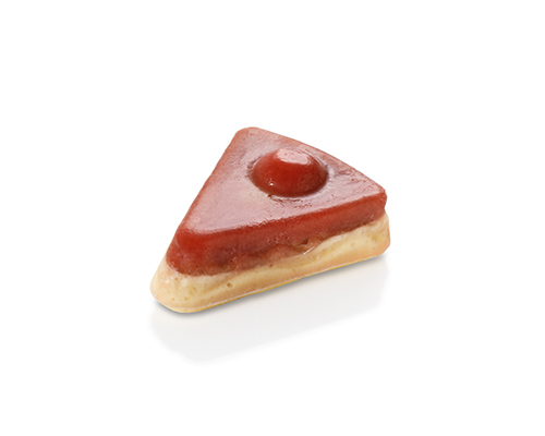 Erdbeer-Rhabarber-Kuchen püriert mit leichter Popcornnote.