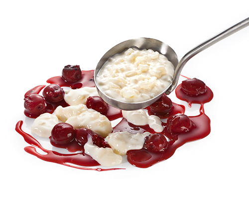 Rice pudding sweetened with sweetener.