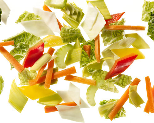 Wok vegetable mix "China" White cabbage rue, leek, carrot sticks, red and yellow pepper rue and Chinese cabbage.