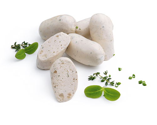 Biała kiełbasa monachijska "Mini" uszlachetniona przyprawami, sztuka ok. 25 g.