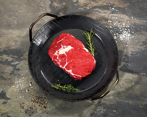 Rib eye from Argentina, fresh, portioned.