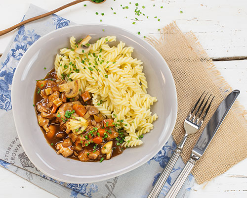 Spirelli al dente gekocht, Al dente gekocht.