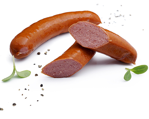 Beef sausage in pork casing, piece approx. 120 g.