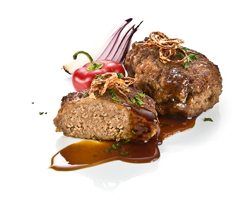 Frikadelle vom Schwein und Rind, in der Pfanne gebraten.