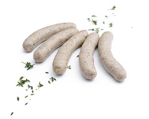 Oryginalne gotowane norymberskie Rostbratwürstchen ChOG, sztuka ok. 21 g.