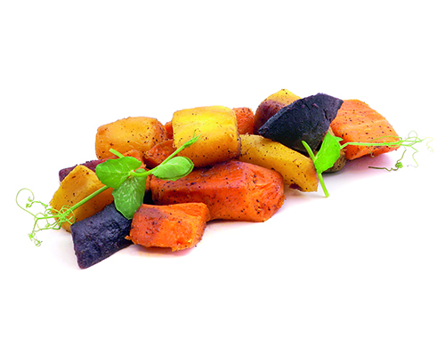 Chunky vanilla carrots Sautéed carrot pieces, flavoured with vanilla.