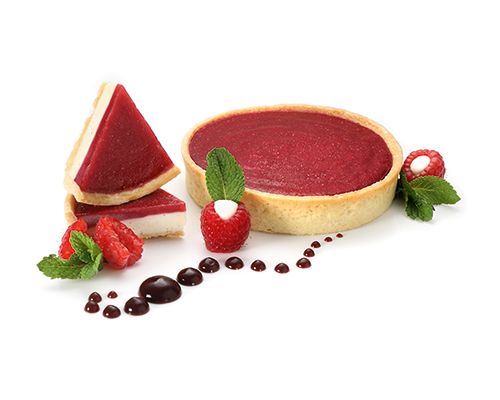 Raspberry and vanilla tart Vanilla cream cheese ganache, with fruity raspberry topping, ø 10.3 cm.