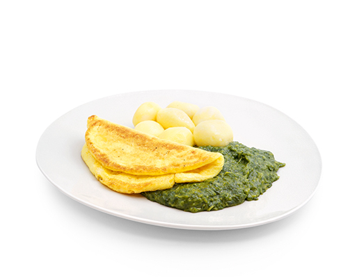 Eieromelette, gebräunt und gegart.