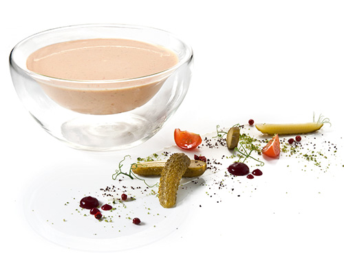 American dressing fine tomato-mayonnaise variation, rounded off with cream.