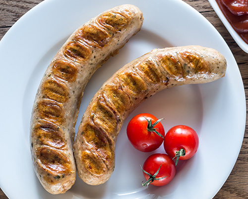 Roast pork sausage, fried.