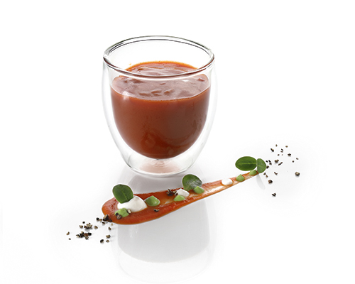 Tomatensauce fruchtig-mild, abgeschmeckt mit Kräutern, abgerundet mit Sojacreme.