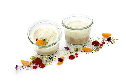 Vanille-Nuss-Creme Vanillecreme auf Haselnusscreme, Im kleinen Weckglas.