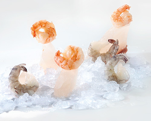 Black tiger prawns raw, 13/15, without head, without shell, glazed.