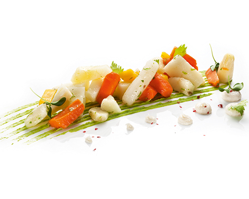 Rustiko root vegetables with carrot sticks, black salsify and parsnips.