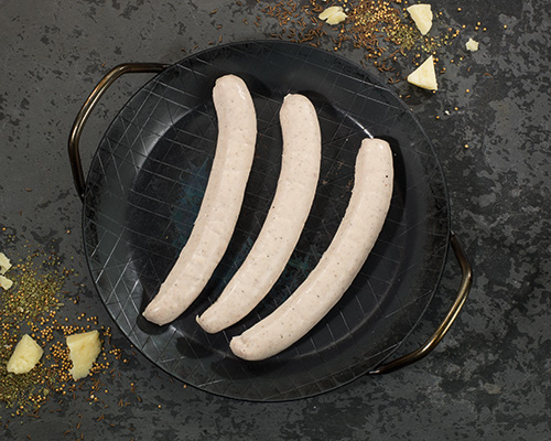 Käse Rostbratwurst vom Duroc frisch, vorgebrüht, vakuumiert.