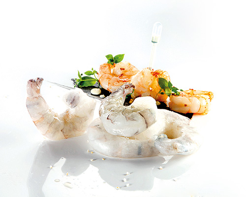 Black tiger prawns raw, 8/12, peeled, headless, gutless, shellless, glazed.