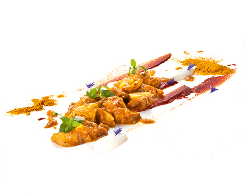Indian butter chicken with yoghurt and oriental spices.