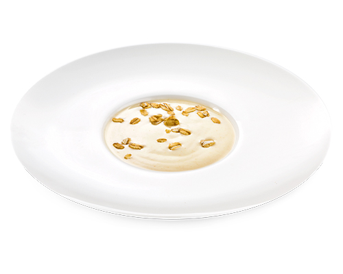 Milk soup with melting wholemeal oat flakes.