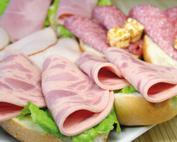 Juiced beer ham 105 calibre, sliced.