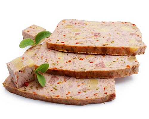 Pizza meatloaf with peppers, mushrooms and cheese.