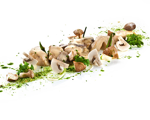Putenrahmgulasch aus der Putenbrust, mit Champignons.