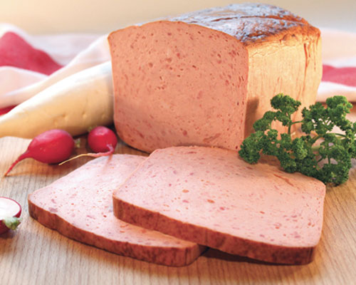 Leberkäse fein, 1/2 Stück.