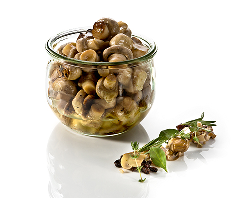 Grillowane pieczarki z ziołami, w oleju rzepakowym z nutą czosnku.