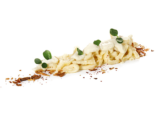 37100049 BIO Käsespätzle-Pfanne Spätzle in herzhafter Sahnesauce mit Gouda.