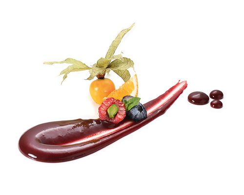 Żel z czerwonych jagód z czerwonych porzeczek, malin i jeżyn.