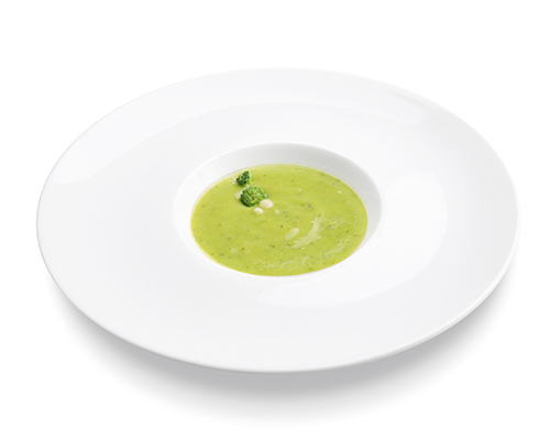 Finely pureed broccoli cream soup, without chunks.