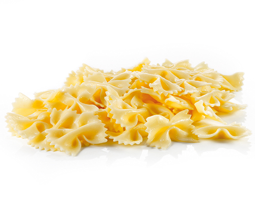 Farfalle bianco white butterfly pasta, cooked al dente, cooked al dente.