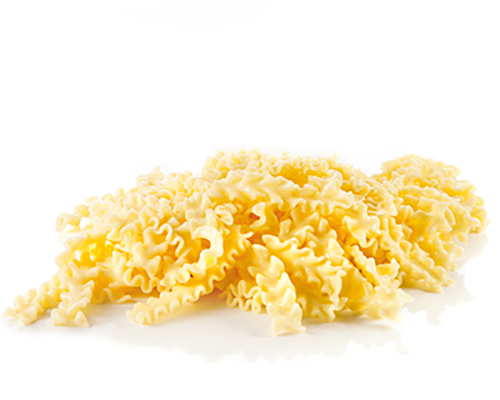 Wellennudeln al dente gekocht, Al dente gekocht.