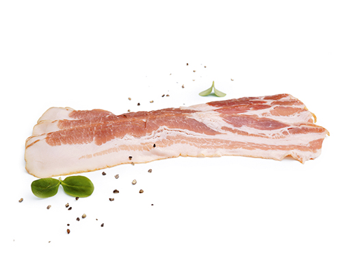 Bacon raw, sliced.