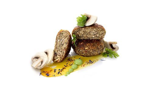 Waldpilzfrikadelle vegane Pilzfrikadelle, klassisch abgeschmeckt.
