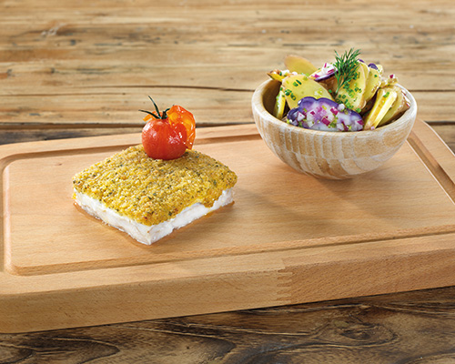 Schlemmerfilet Bordelaise Seelachsfilet mit herzhaftem Kräuter-Topping.