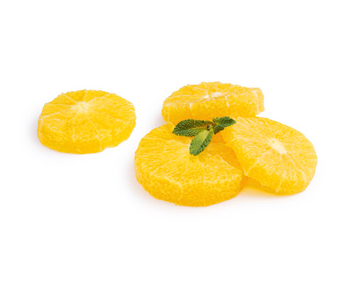Orangenscheiben mit Fond.